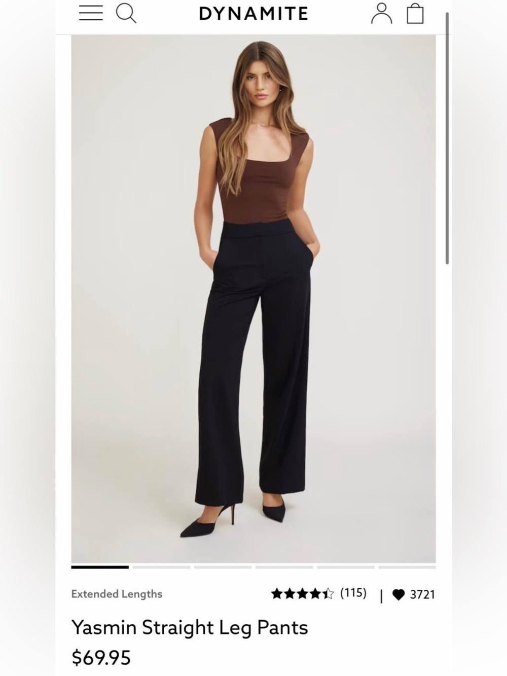 Dynamite Black Yasmin Straight Pants
